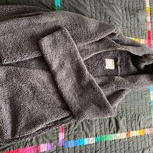 PINK gray Sherpa cardigan